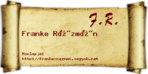 Franke Rézmán névjegykártya